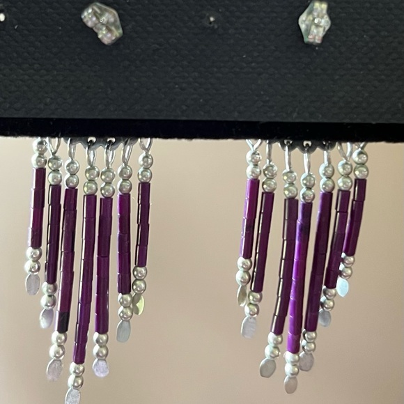 Sterling and sugalite gemstone Southwest pierced drop earrings. Beautiful! ❣️ - Picture 3 of 4